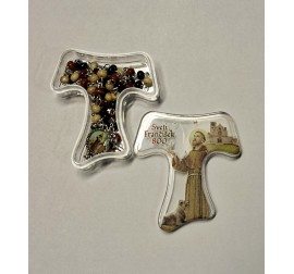 FRANČIŠKOV ROŽNI VENEC v škatlici v obliki križa Tav